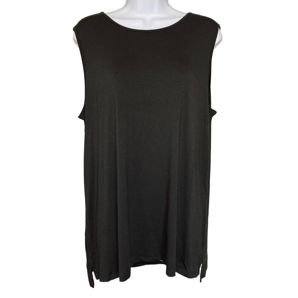 J Jill Wearever Collection Tank Top Womens L Olive Green Sleeveless Stretch NWT